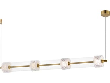 ET2 Elysian 4-Light Natural Aged Brass Cylinder Linear Island Pendant ET2E11084124NAB