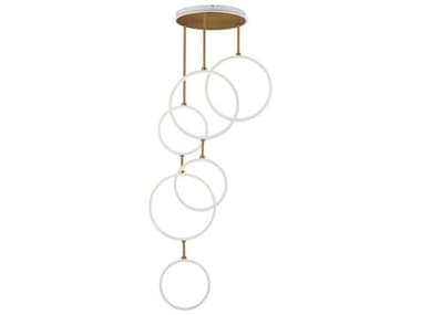 ET2 Hoopla 6-Light White Gold Geometric Round Pendant ET2E24325WTGLD