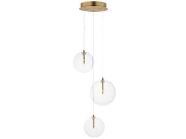 ET2 Global 3-Light Natural Aged Brass Globe Mini Pendant ET2E2507318NAB