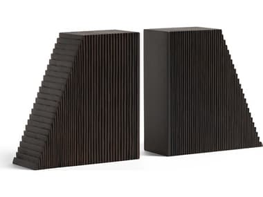 Ethnicraft Grooves Mahogany Dark Brown Book Ends ETH29774