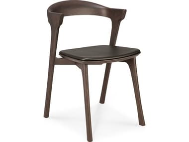 Ethnicraft Oak Brown and Brown Leather Dining Chair ETH51551