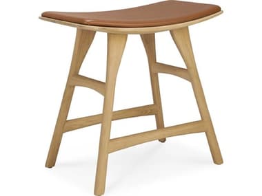 Ethnicraft Oak and Cognac Leather Stool ETH53047