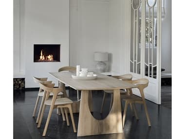 Ethnicraft Geometric Oak Wood Dining Room Set ETHGEOMETRICDININGSET4