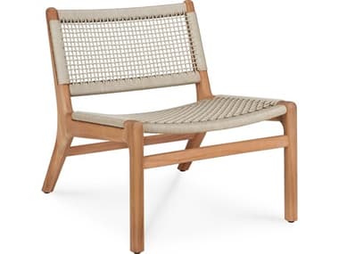 Ethnicraft Outdoor Jack Teak And Beige Weave Woven Lounge Chair ETO10223