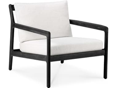 Ethnicraft Outdoor Jack Teak Black And Off White Lounge Chair ETO10231