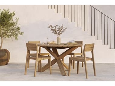 Ethnicraft Outdoor Circle Teak Dining Set ETOCIRCLEDININGSET2