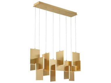 Eurofase Coburg 1-Light Gold Geometric Linear Island Pendant EUL38044014