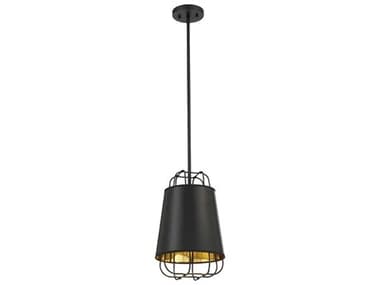 Eurofase Tura 10" 1-Light Black Gold Drum Mini Pendant EUL38147029