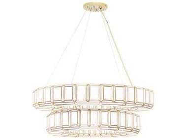 Eurofase Belmont 28-Light Brass Geometric Tiered Chandelier EUL46626011