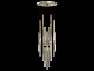 Fine Art Handcrafted Lighting Antonia 18-Light 7-Light Soft Gold Leaf Linear Pendant FA1000185