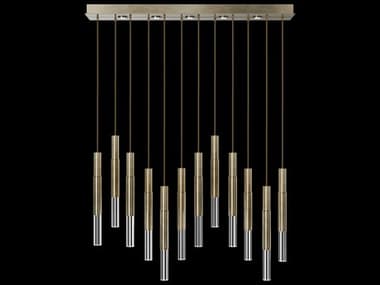 Fine Art Handcrafted Lighting Antonia 12-Light 5-Light Soft Gold Leaf Linear Island Pendant FA1000195