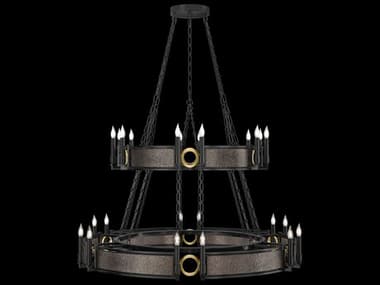 Fine Art Handcrafted Lighting Mirage 24-Light Black Iron Traditional Candelabra Tiered Chandelier FA1000361