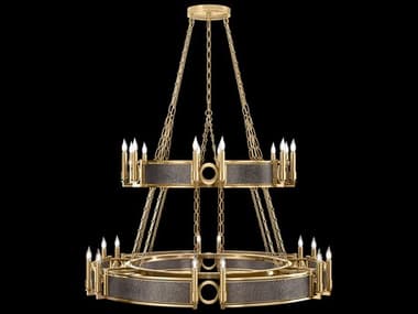 Fine Art Handcrafted Lighting Mirage 24-Light Gold Leaf Traditional Candelabra Tiered Chandelier FA1000363