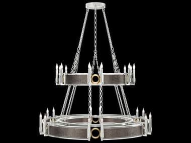 Fine Art Handcrafted Lighting Mirage 24-Light Silver Leaf Traditional Candelabra Tiered Chandelier FA1000364