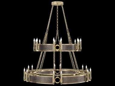 Fine Art Handcrafted Lighting Mirage 24-Light Soft Gold Leaf Traditional Candelabra Tiered Chandelier FA1000365