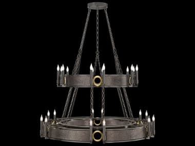 Fine Art Handcrafted Lighting Mirage 24-Light Midnight Steel Traditional Candelabra Tiered Chandelier FA1000367