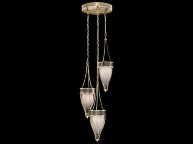 Fine Art Handcrafted Lighting Mirage 3-Light Soft Gold Leaf Traditional Pendant FA1000445