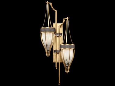 Fine Art Handcrafted Lighting Mirage 2-Light Gold Leaf Traditional Wall Sconce FA1000463