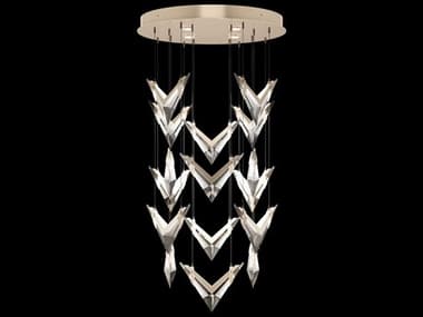 Fine Art Handcrafted Lighting Blade 36-Light Champagne Dark Walnut Gold Geometric Pendant FA1000536