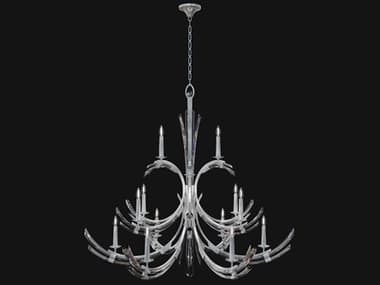 Fine Art Handcrafted Lighting Trevi 56" Wide 15-Light Silver Crystal Candelabra Tiered Chandelier FA7817401ST