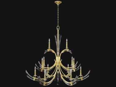 Fine Art Handcrafted Lighting Trevi 56" Wide 15-Light Gold Crystal Candelabra Tiered Chandelier FA7817402ST