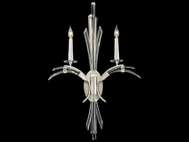 Fine Art Handcrafted Lighting Trevi 34" Tall 2-Light Silver Crystal Wall Sconce FA7827501ST