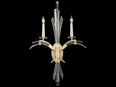 Fine Art Handcrafted Lighting Trevi 34" Tall 2-Light Gold Crystal Wall Sconce FA7827502ST