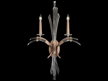Fine Art Handcrafted Lighting Trevi 34" Tall 2-Light Bronze Crystal Wall Sconce FA7827503ST