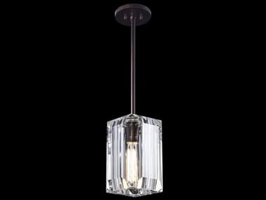 Fine Art Handcrafted Lighting Monceau 5" 1-Light Patinated Bronze Glass Cylinder Mini Pendant FA875440ST