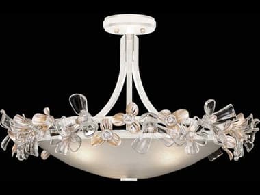 Fine Art Handcrafted Lighting Azu 25" 3-Light White Crystal Bowl Semi Flush Mount FA9155403ST