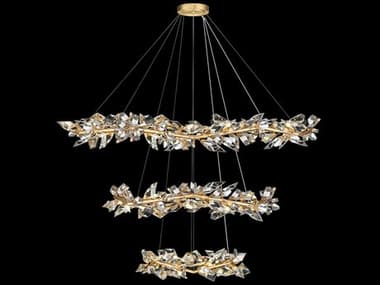 Fine Art Handcrafted Lighting Foret 71" 35-Light Gold Crystal Tiered Pendant FA9219402ST