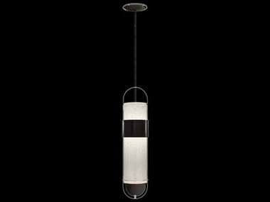 Fine Art Handcrafted Lighting Bond 8" 2-Light Black silver Glass LED Cylinder Mini Pendant FA92484012ST
