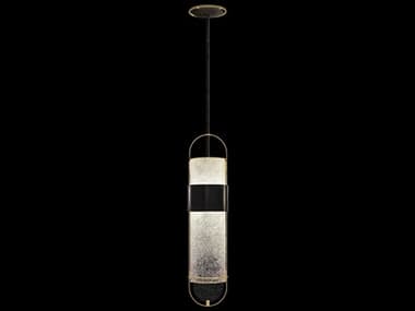 Fine Art Handcrafted Lighting Bond 8" 2-Light Black gold Glass LED Cylinder Mini Pendant FA92484021ST