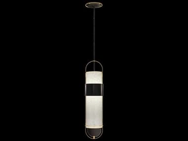Fine Art Handcrafted Lighting Bond 8" 2-Light Black gold Glass LED Cylinder Mini Pendant FA92484022ST