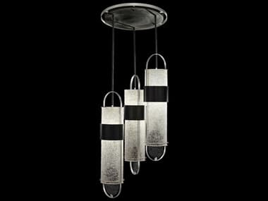Fine Art Handcrafted Lighting Bond 23" 6-Light Black silver Glass LED Cylinder Pendant FA92534011ST