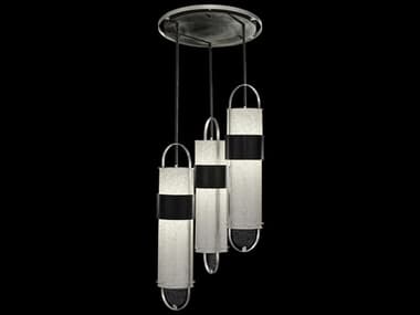 Fine Art Handcrafted Lighting Bond 23" 6-Light Black silver Glass LED Cylinder Pendant FA92534012ST