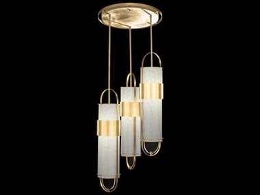 Fine Art Handcrafted Lighting Bond 23" 6-Light Gold Glass LED Cylinder Pendant FA92534032ST