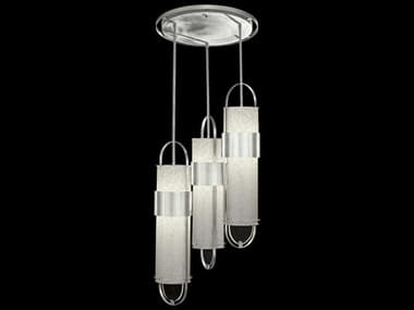 Fine Art Handcrafted Lighting Bond 23" 6-Light Silver Glass LED Cylinder Pendant FA92534042ST