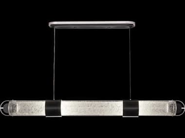 Fine Art Handcrafted Lighting Bond 60" 4-Light Black silver Glass LED Cylinder Linear Island Pendant FA92604011ST