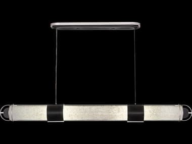 Fine Art Handcrafted Lighting Bond 60" 4-Light Black silver Glass LED Cylinder Linear Island Pendant FA92604012ST