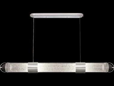 Fine Art Handcrafted Lighting Bond 60" 4-Light Silver Glass LED Cylinder Linear Island Pendant FA92604041ST