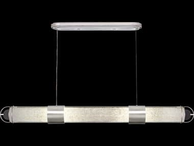 Fine Art Handcrafted Lighting Bond 60" 4-Light Silver Glass LED Cylinder Linear Island Pendant FA92604042ST