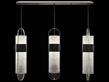 Fine Art Handcrafted Lighting Bond 48" 6-Light Black silver Glass LED Cylinder Linear Island Pendant FA92614011ST