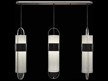 Fine Art Handcrafted Lighting Bond 48" 6-Light Black silver Glass LED Cylinder Linear Island Pendant FA92614012ST