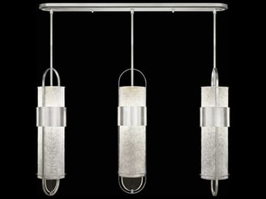 Fine Art Handcrafted Lighting Bond 48" 6-Light Silver Glass LED Cylinder Linear Island Pendant FA92614041ST