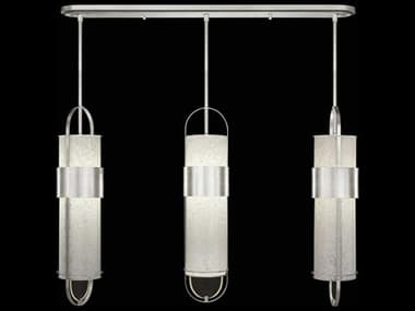 Fine Art Handcrafted Lighting Bond 48" 6-Light Silver Glass LED Cylinder Linear Island Pendant FA92614042ST