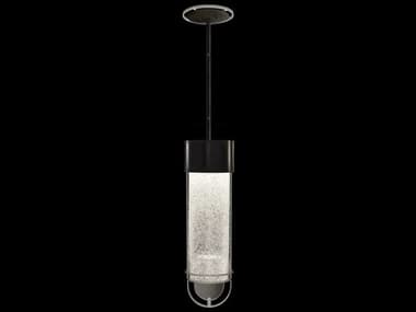 Fine Art Handcrafted Lighting Bond 5" 1-Light Black silver Glass LED Cylinder Mini Pendant FA92634011ST
