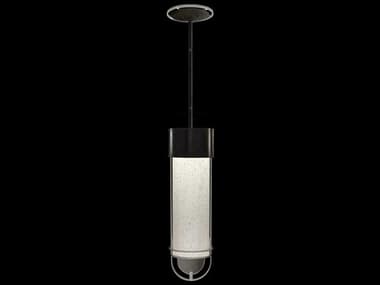 Fine Art Handcrafted Lighting Bond 5" 1-Light Black silver Glass LED Cylinder Mini Pendant FA92634012ST