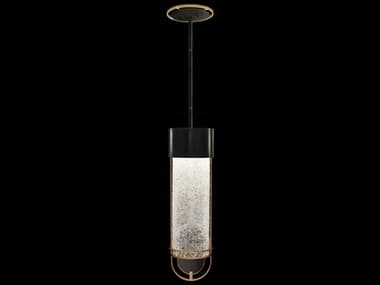Fine Art Handcrafted Lighting Bond 5" 1-Light Black gold Glass LED Cylinder Mini Pendant FA92634021ST