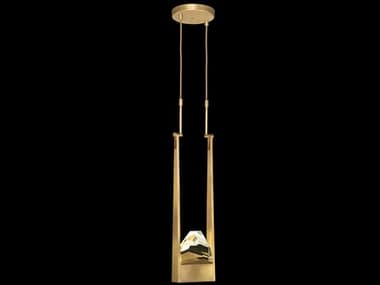 Fine Art Handcrafted Lighting Strata 7" 2-Light Gold Crystal LED Geometric Mini Pendant FA9282402ST